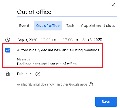 Come rifiutare automaticamente le riunioni di Google Calendar