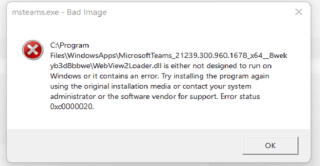 MSTeams.exeエラーの状態を修正する方法0xc0000020