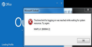 Outlookの修正：ログオンの制限時間に達しました