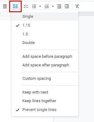 Cum să schimbați spația dintre linii pe Google Docs