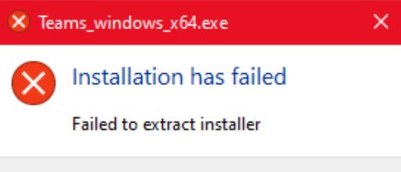 修正：MicrosoftTeamsがインストーラーの抽出に失敗しました