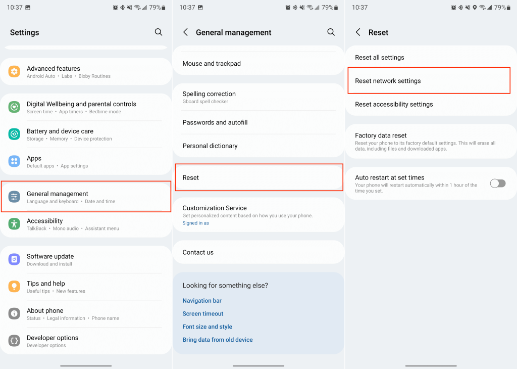 Galaxy S22：ネットワーク設定をリセット