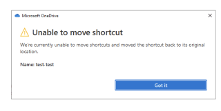 Remediați eroarea OneDrive „Nu se poate muta comanda rapidă”