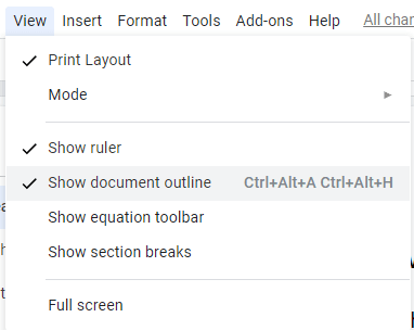 วิธีเพิ่มโครงร่างเอกสารใน Google Docs