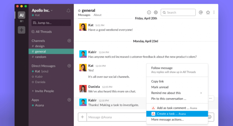 كيف يمكنني دمج Asana مع Slack