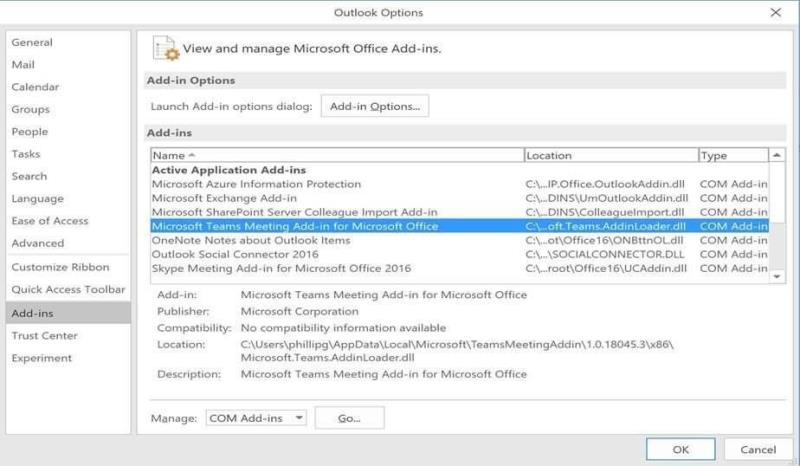 CORRECTIF : Microsoft Teams n'apparaissant pas dans Outlook