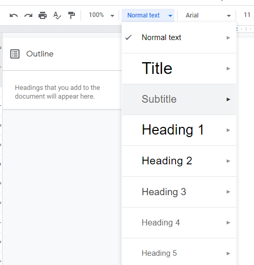 Como adicionar contornos de documentos no Google Docs