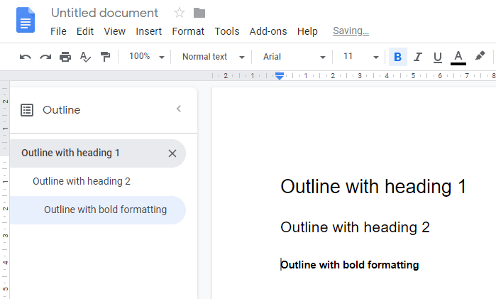 Как добавить структуру документа в Google Docs