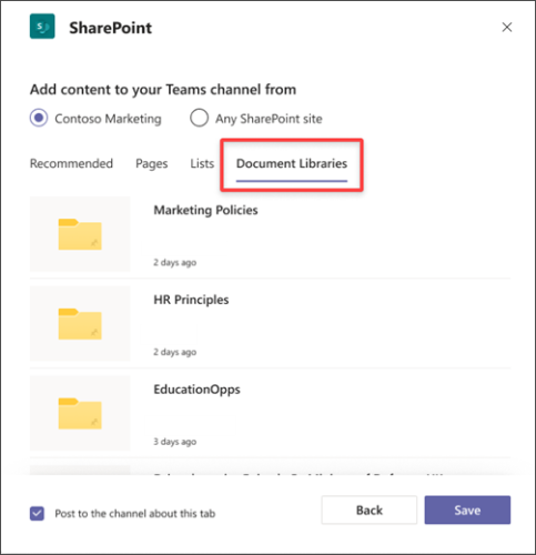 Các tính năng mới dễ dàng thêm nội dung SharePoint vào Nhóm