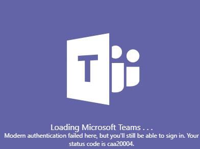 CORREÇÃO: código de erro do Microsoft Teams caa20004