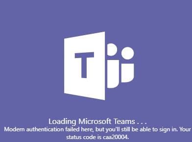 تصحيح: رمز خطأ Microsoft Teams caa20004