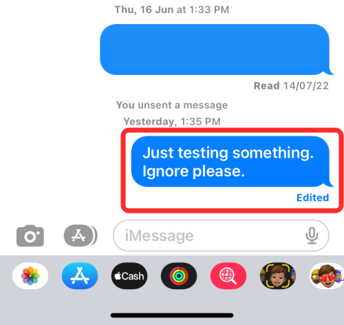 iOS 16의 iPhone 메시지에서 메시지 편집 기록을 보는 방법