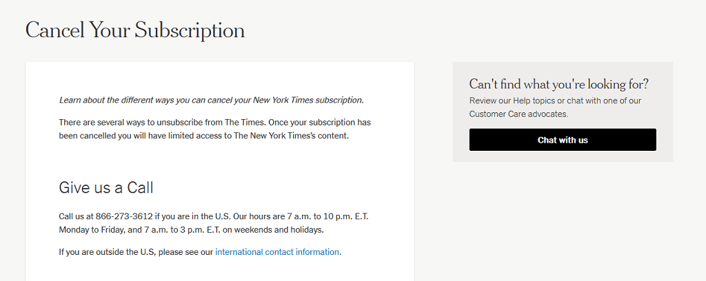 New York Times 구독을 취소하는 방법