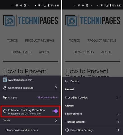 Android 版 Firefox: トラッキング保護を有効にする方法