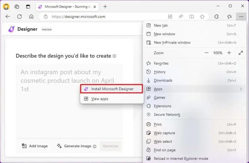 So installieren Sie Microsoft Designer als App unter Windows 11