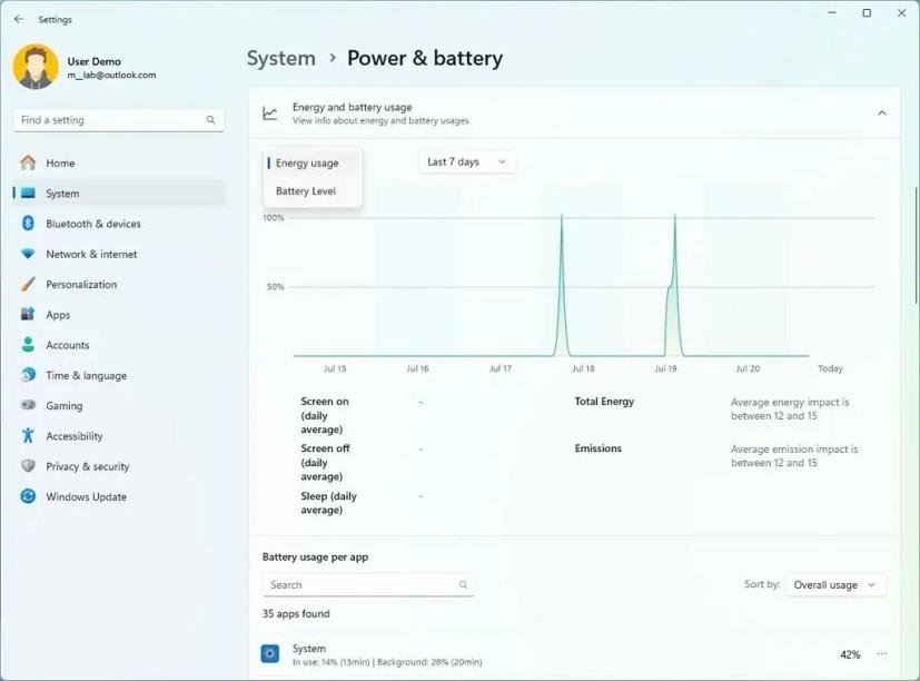 Windows 11에서 새로운 에너지 및 배터리 사용량 설정을 활성화하는 방법