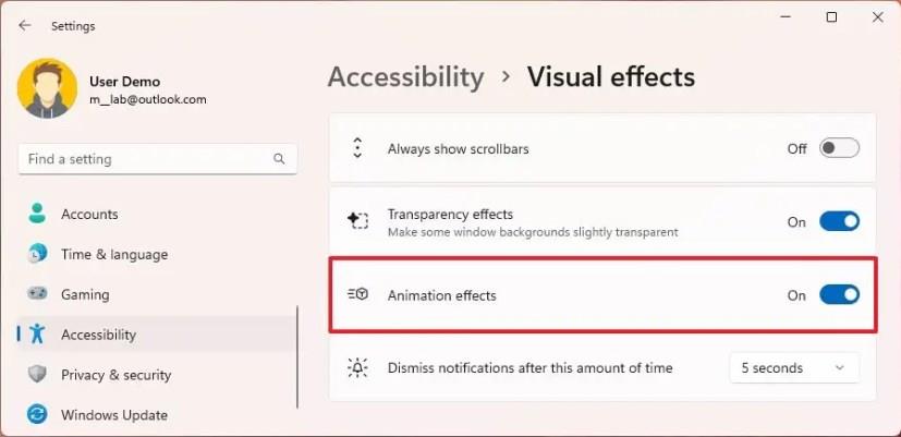 Windows 11에서 애니메이션 효과를 비활성화하는 방법