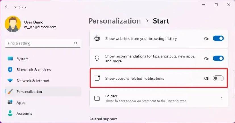 So deaktivieren Sie die Kontobenachrichtigungen im Startmenü unter Windows 11 23H2