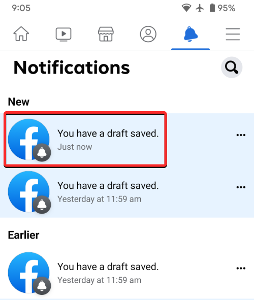 Facebook アプリで下書きを見つける方法