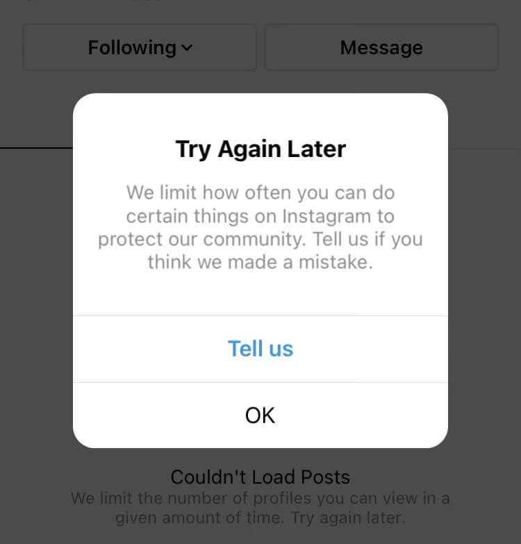 Comment corriger l'erreur « Nous limitons la fréquence à laquelle vous pouvez faire certaines choses sur Instagram »