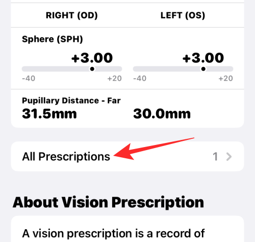 iOS 16のiPhoneのヘルスケアアプリに視力の処方箋を追加する方法
