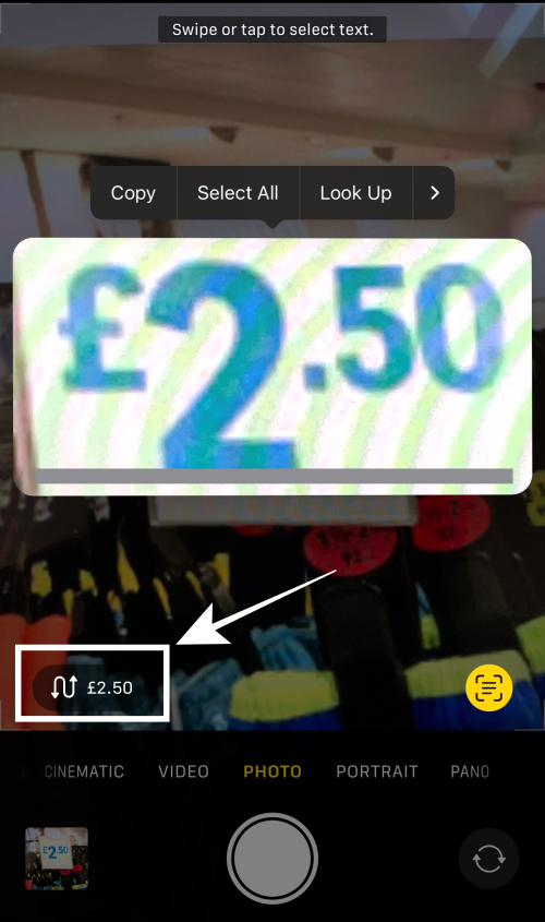 iOS 16のiPhoneのカメラを使用して通貨を換算する方法