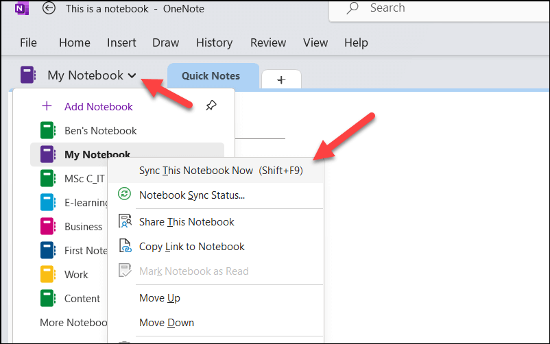 如何在 OneNote for Windows 中同步筆記本