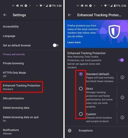Firefox für Android: So aktivieren Sie den Tracking-Schutz