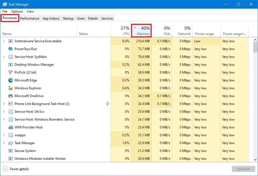 Windows 11, 10에서 앱의 높은 메모리 사용량을 확인하는 방법