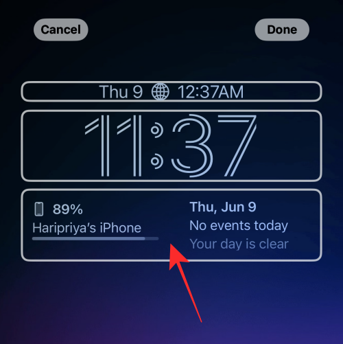 iOS 16のiPhoneのロック画面からウィジェットを削除する方法