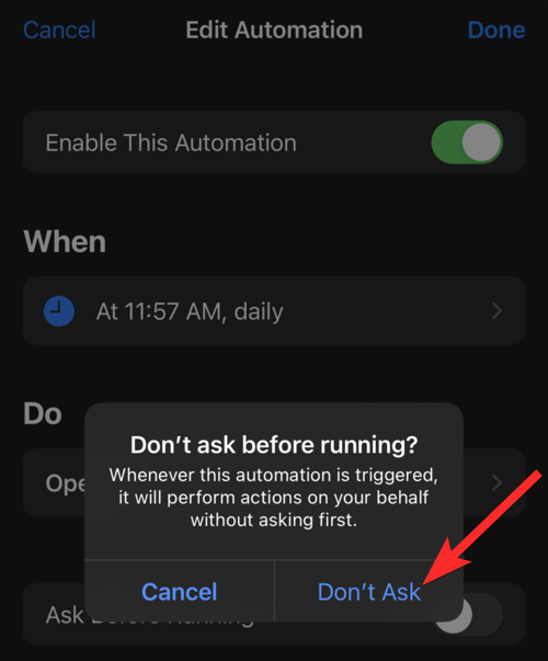 Que signifie « Notifier lors de l'exécution » dans l'application Raccourcis sur iPhone ?