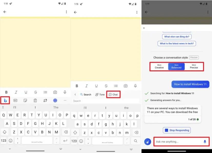 Android または iPhone の SwiftKey で Bing Chat AI を使用する方法