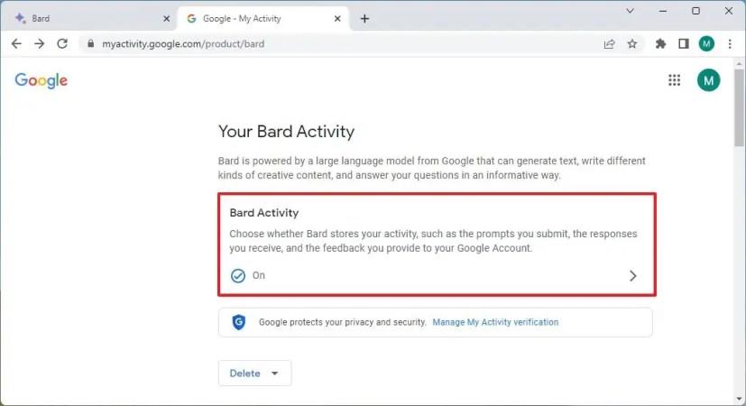 วิธีล้างประวัติกิจกรรม Google Bard AI