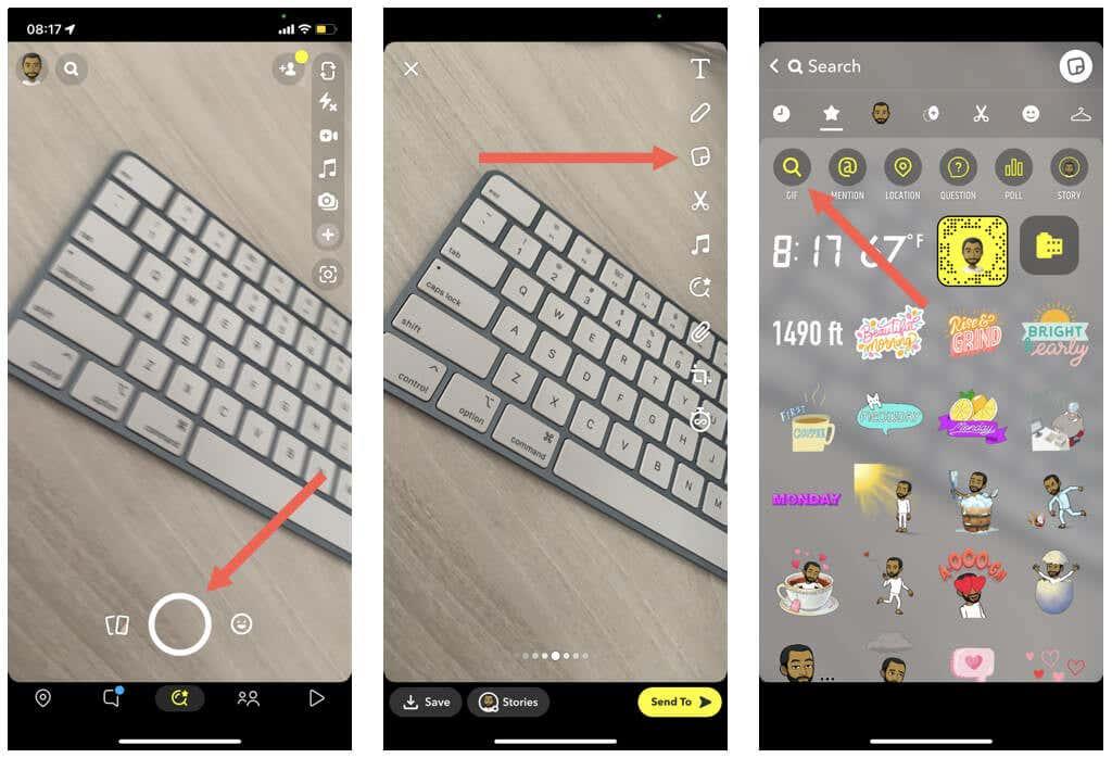 So senden Sie GIFs auf Snapchat