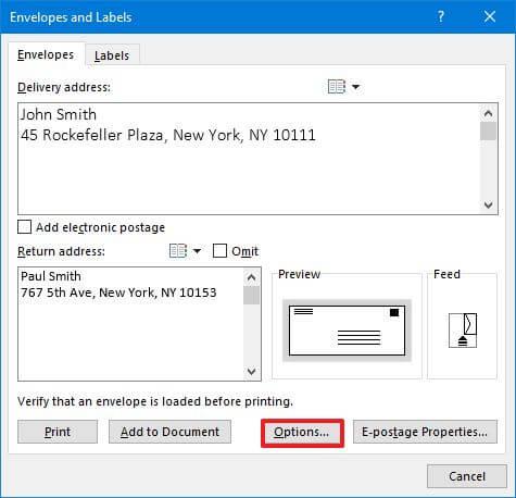 Microsoft Word에서 봉투를 인쇄하는 방법