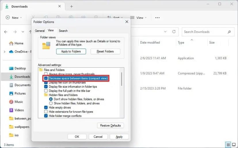 So aktivieren Sie die kompakte Ansicht des Datei-Explorers unter Windows 11