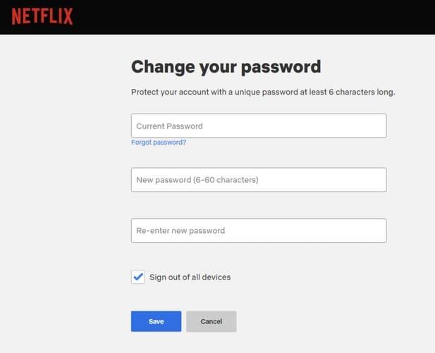 Netflix: cambia password