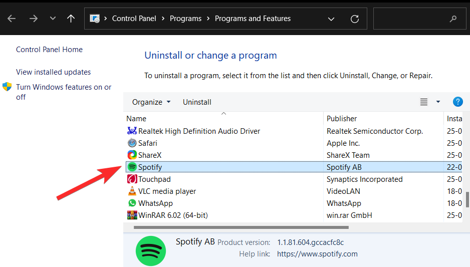 So deinstallieren Sie Spotify unter Windows 11