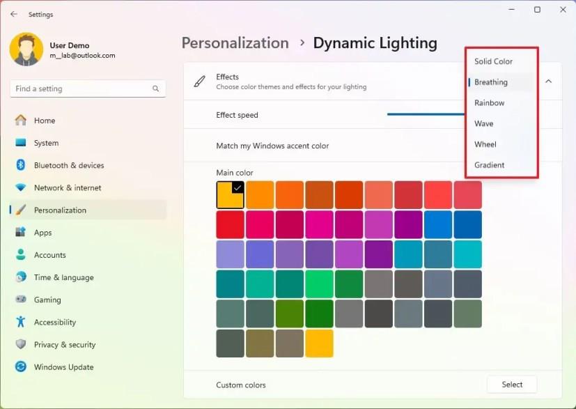 So verwenden Sie Dynamic Lighting für RGB-Geräte unter Windows 11 23H2