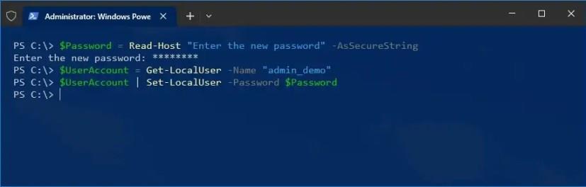 Windows 10에서 PowerShell을 사용하여 계정 비밀번호를 변경하는 방법