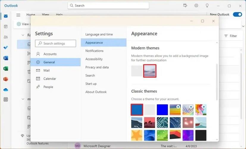 Windows 11 で新しい Outlook アプリのテーマを変更する方法