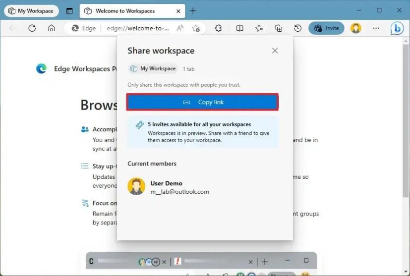 ワークスペースを使用して Microsoft Edge でタブを共有する方法