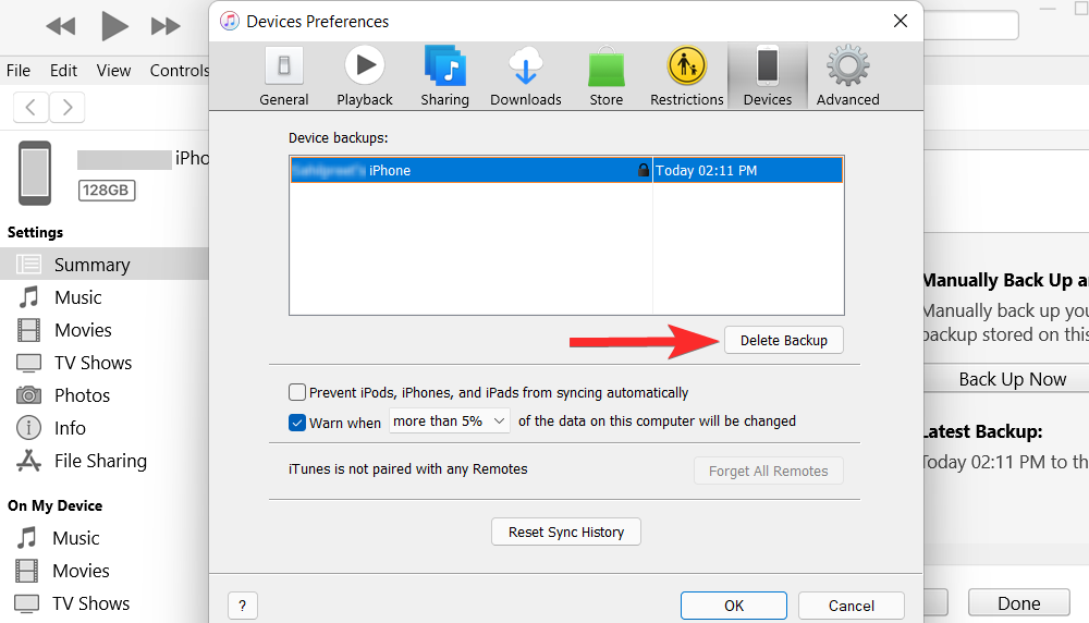 Comment supprimer la sauvegarde iTunes sur Windows 11