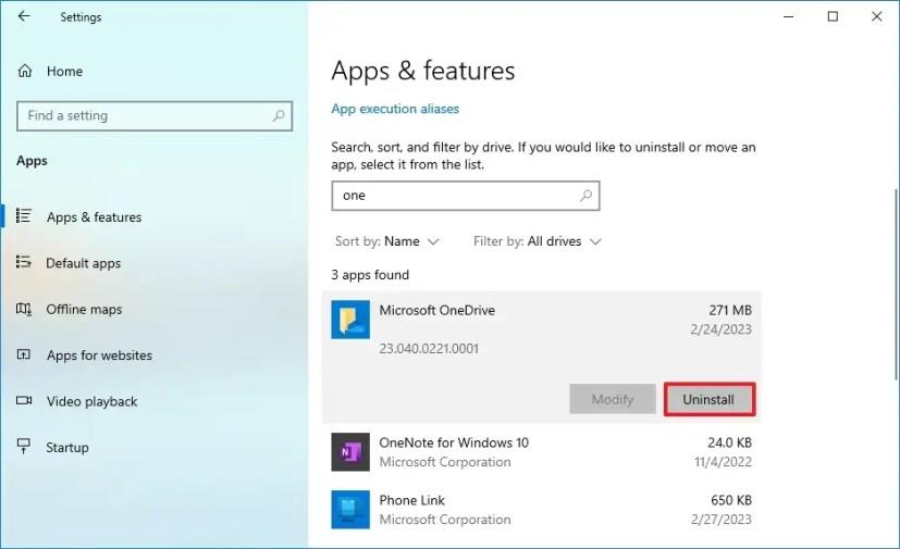 Windows 10 で OneDrive をアンインストールする方法