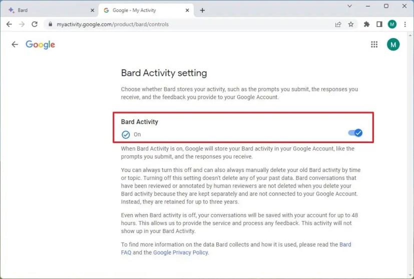 Google Bard AI のアクティビティ履歴をクリアする方法