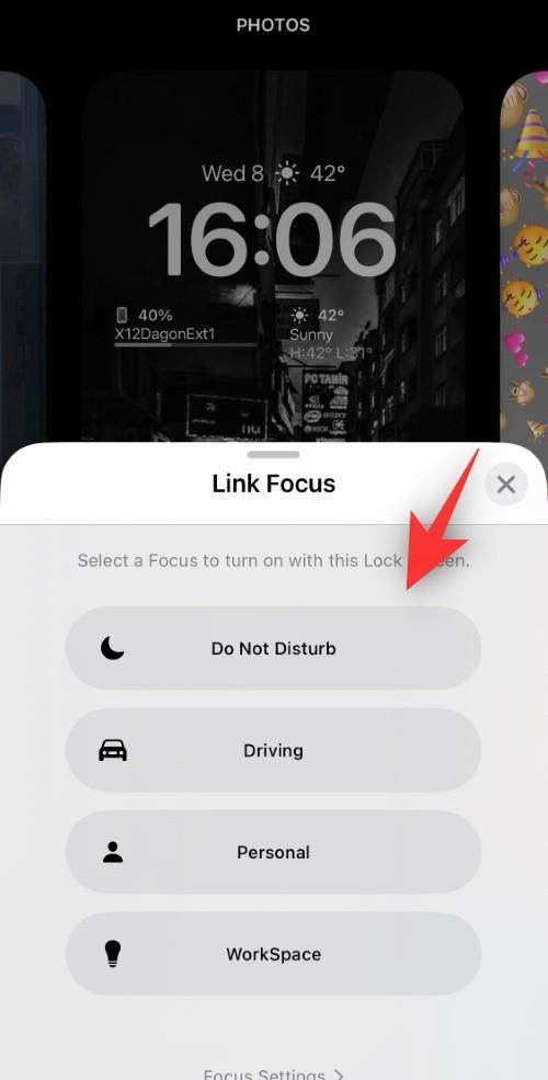 iOS 16 の iPhone でロック画面をフォーカス モードにリンクする方法