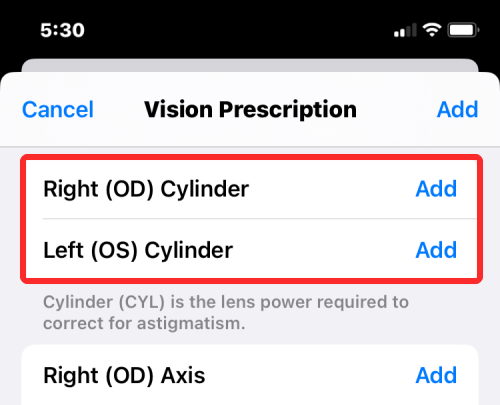 iOS 16のiPhoneのヘルスケアアプリに視力の処方箋を追加する方法