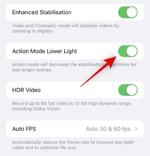 iPhone 14의 액션 모드 로우 라이트(Action Mode Lower Light)는 무엇입니까?  사용 방법