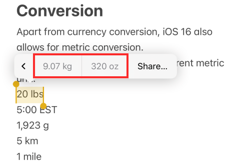 วิธีแปลงการวัดอย่างรวดเร็วบน iPhone บน iOS 16