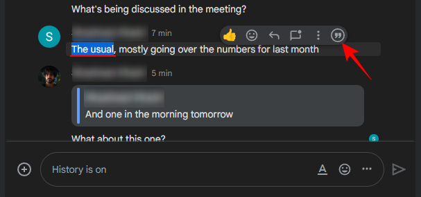 Google Chat에서 답장으로 인용하는 방법
